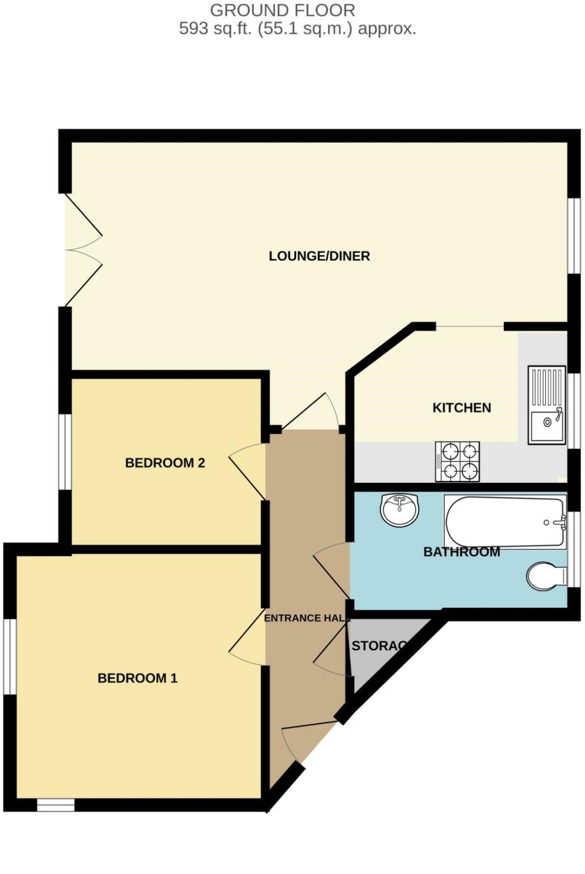 2 bedroom apartment flat/apartment Let Agreed in Solihull - Floorplan 1.