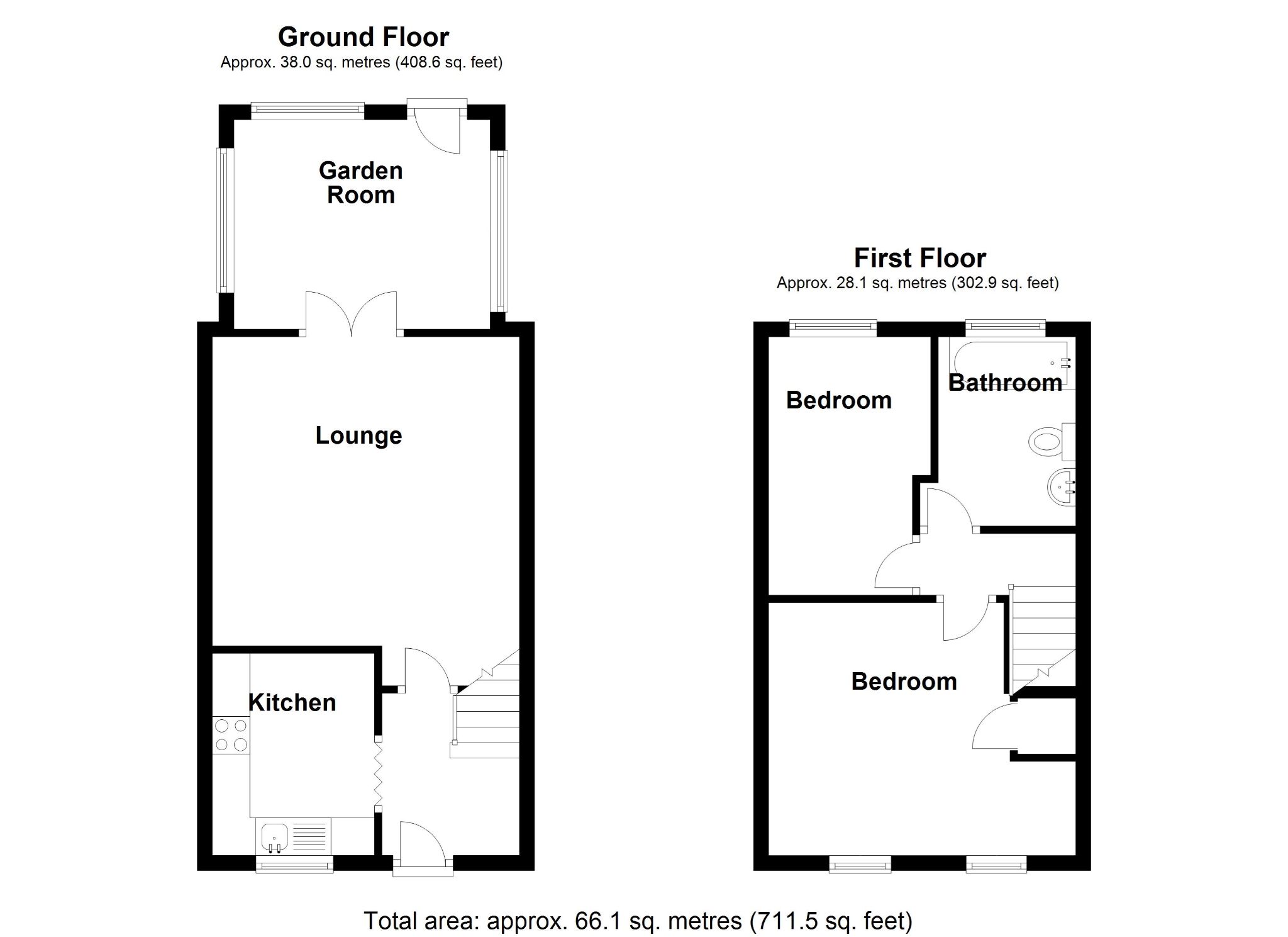 2 bedroom mid terraced house Let Agreed in Solihull - Floorplan 1.