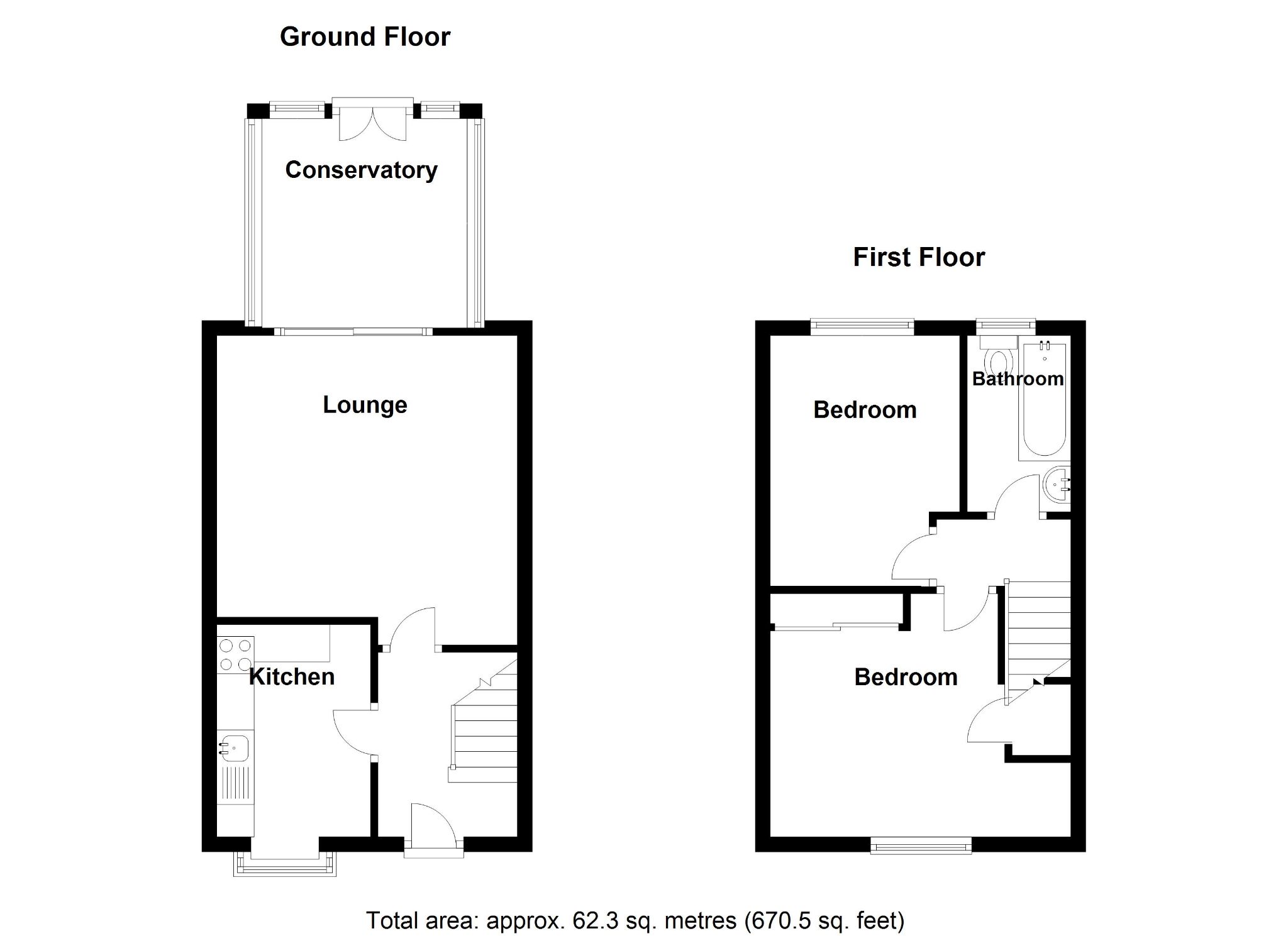 2 bedroom end terraced house SSTC in Solihull - Floorplan 1.