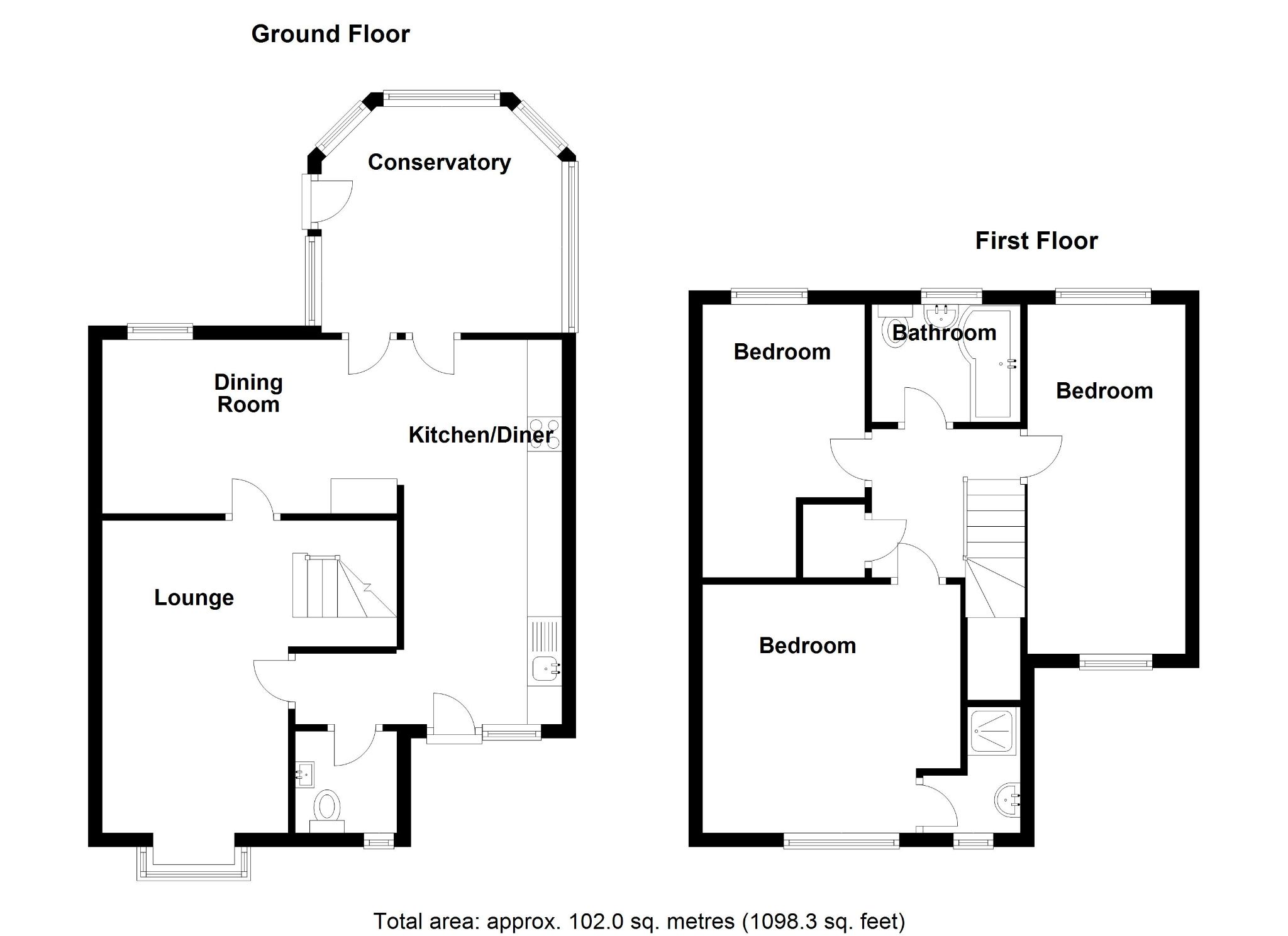 3 bedroom semi-detached house SSTC in Solihull - Floorplan 1.
