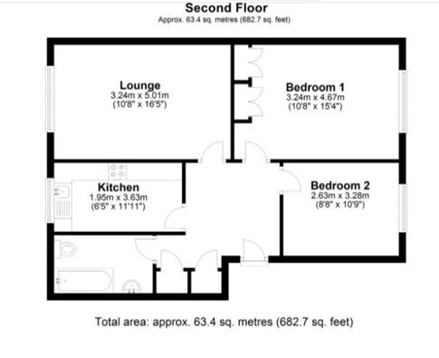 2 bedroom apartment flat/apartment For Sale in Solihull - Floorplan 1.