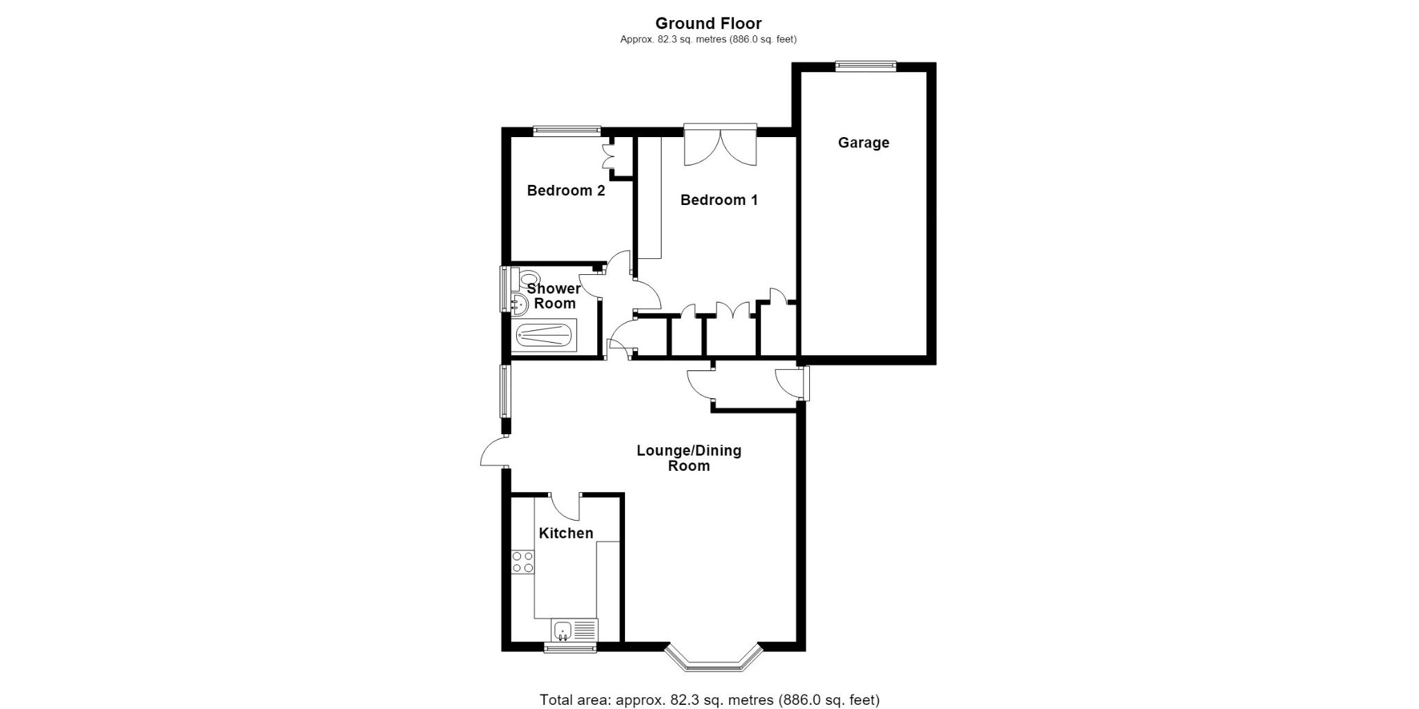 2 bedroom detached bungalow For Sale in Solihull - Floorplan 1.