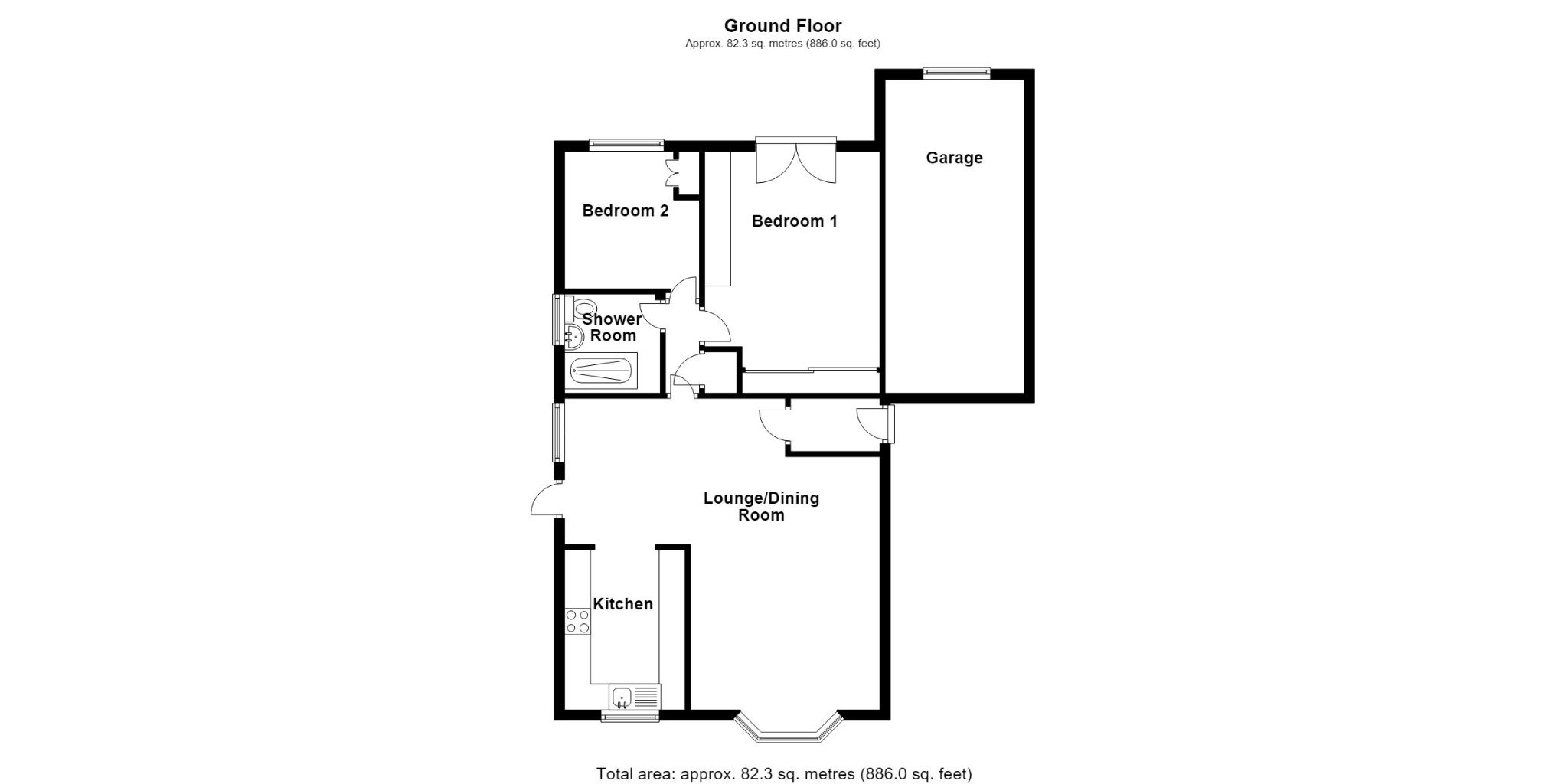 2 bedroom detached bungalow For Sale in Solihull - Floorplan 1.