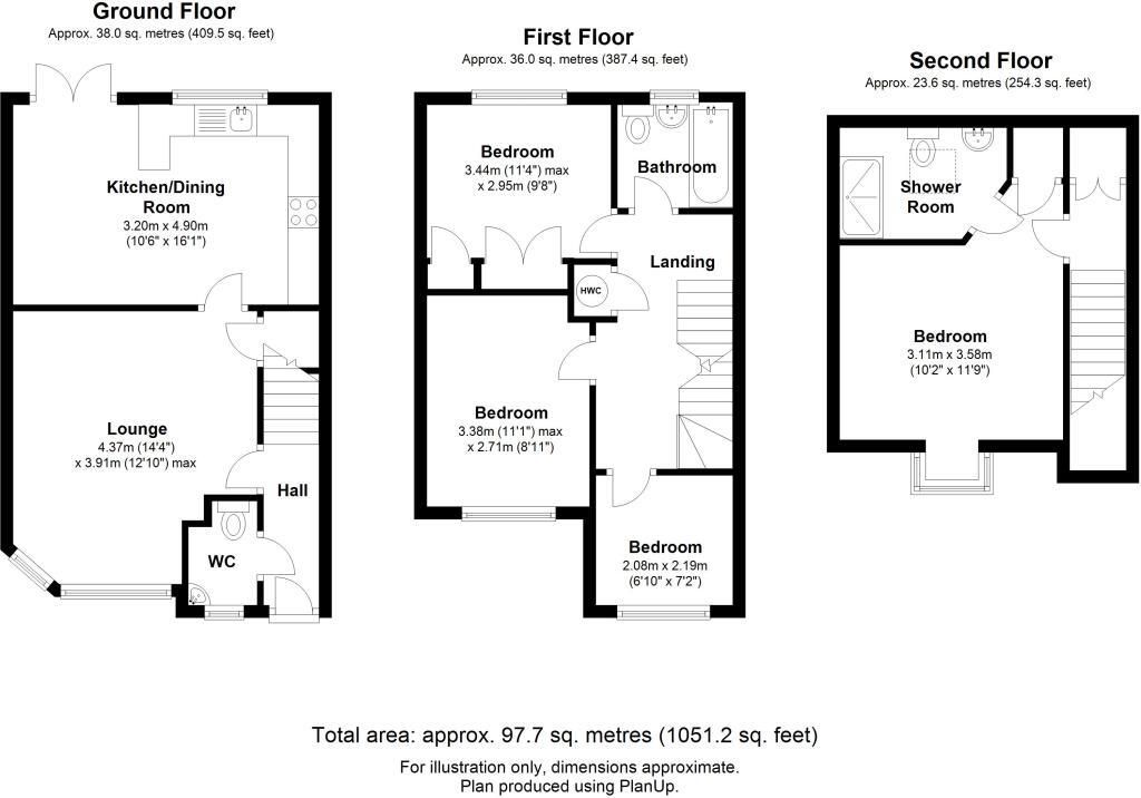 4 bedroom town house To Let in Solihull - Floorplan 1.