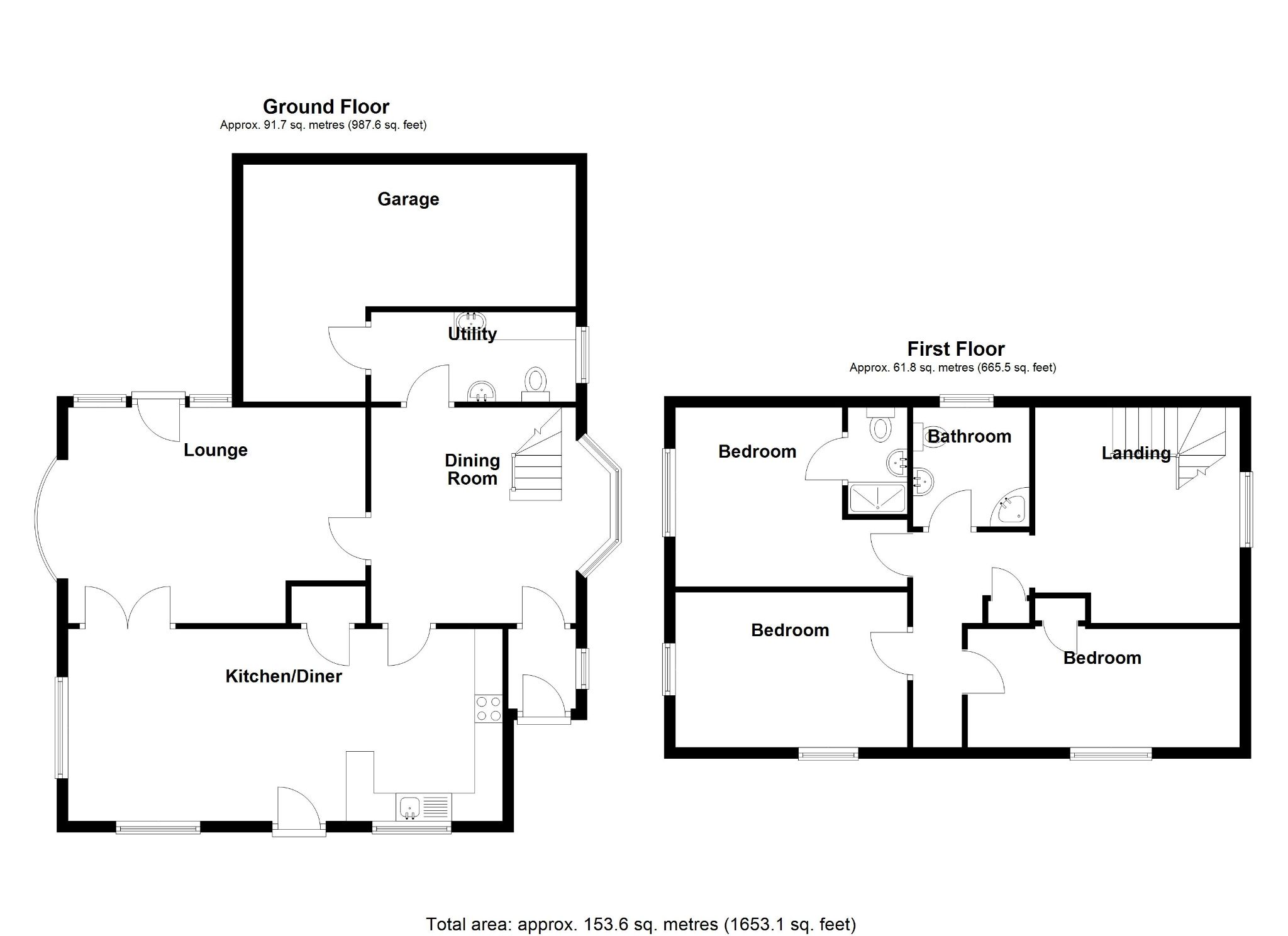 3 bedroom detached house Let Agreed in Solihull - Floorplan 1.