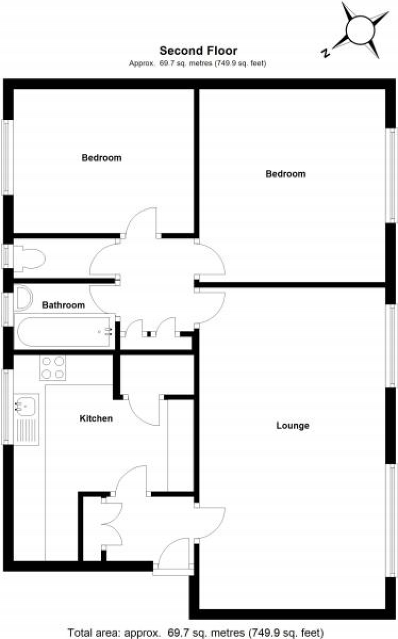 2 bedroom second floor apartment SSTC in Solihull - floorplan 1.