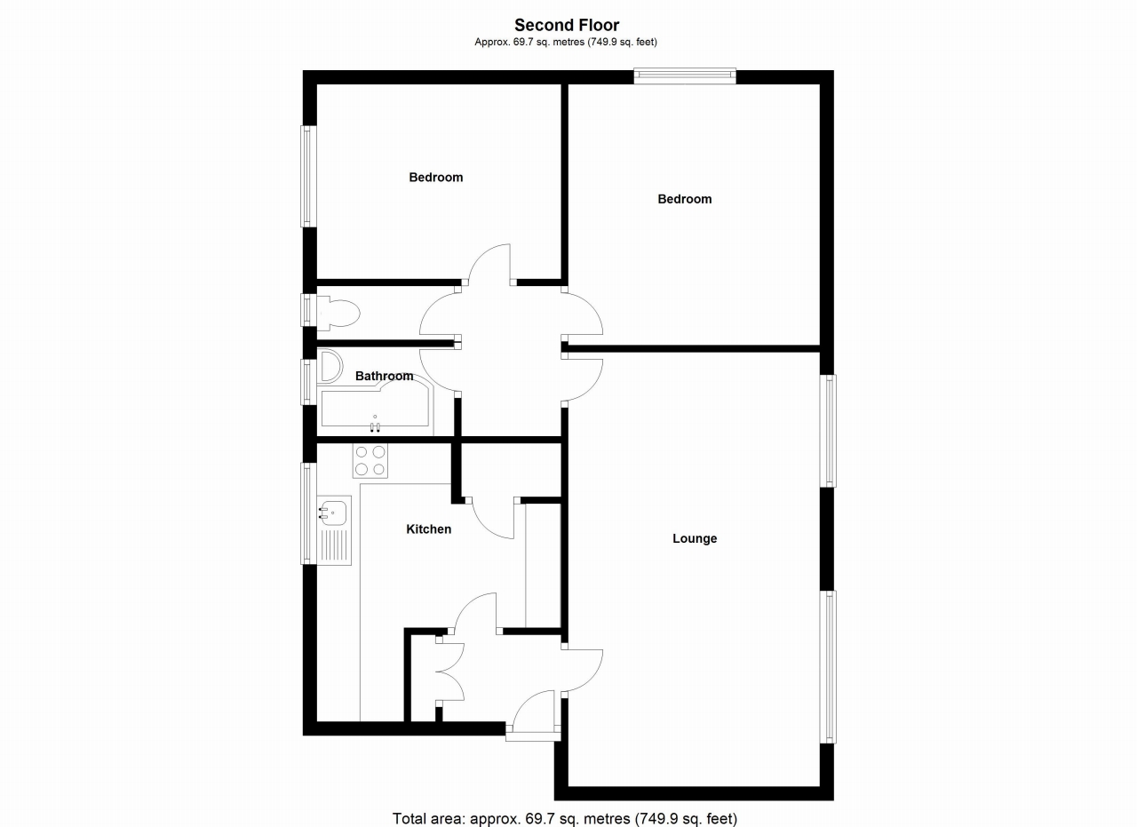 2 bedroom second floor apartment SSTC in Solihull - floorplan 2.