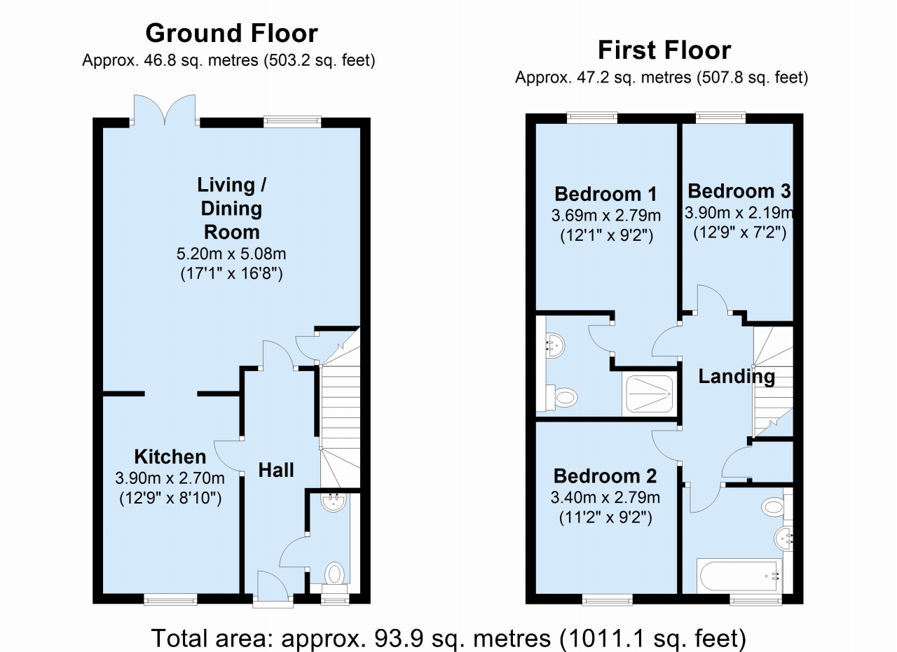 3 bedroom mid terraced house Sold in Tonbridge - Floorplan 1