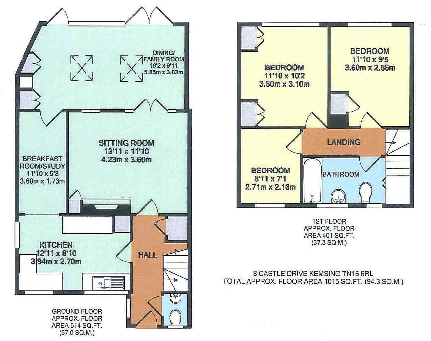 3 bedroom semi-detached house Sold in Sevenoaks - Floorplan 1
