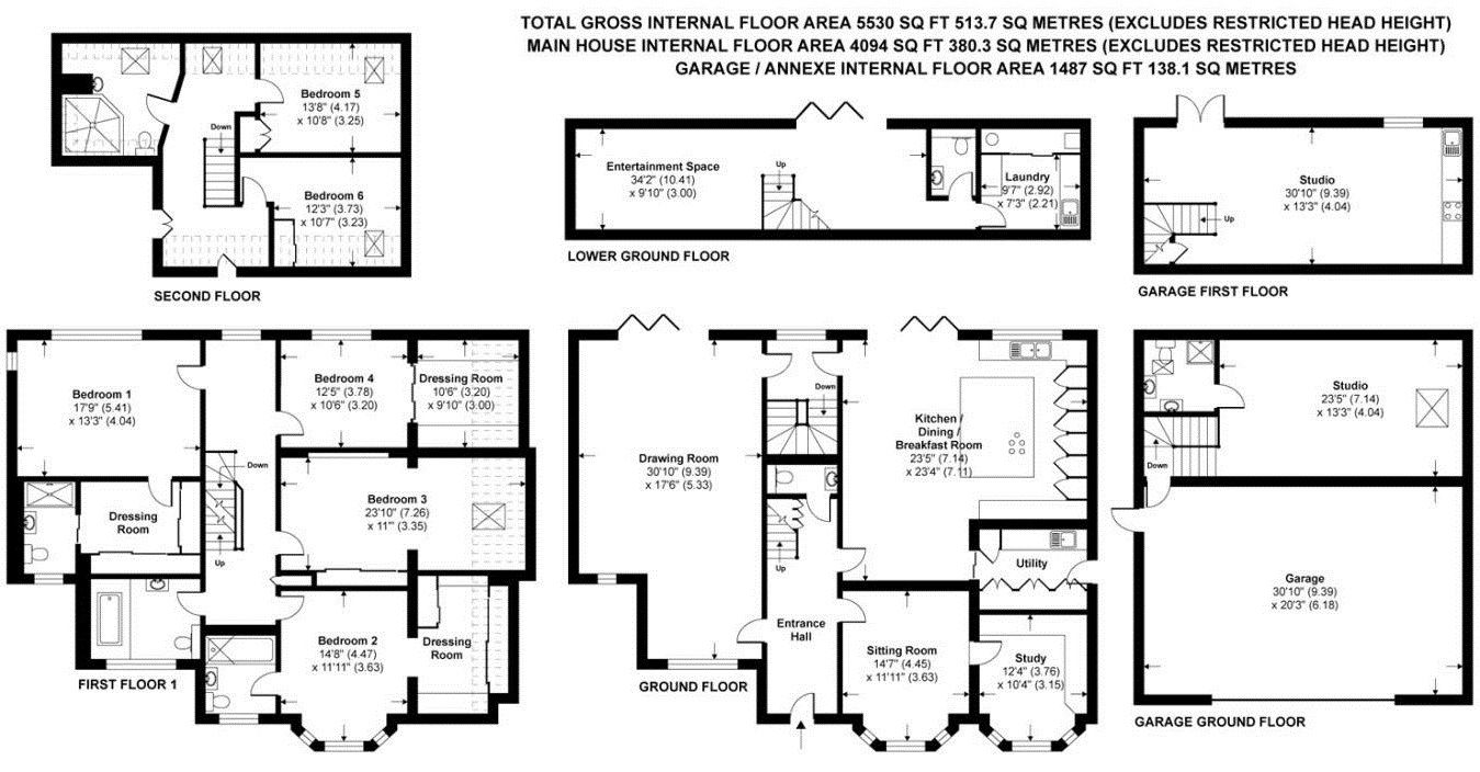 6 bedroom detached house Sold in Sevenoaks - Floorplan 1