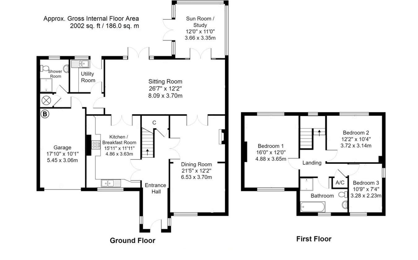 3 bedroom detached house Sold in Sevenoaks - Floorplan 1