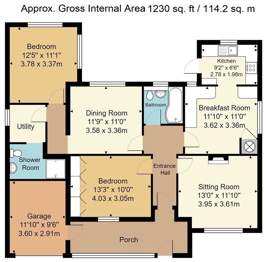 2 bedroom detached bungalow Sold in Sevenoaks - Floorplan 1