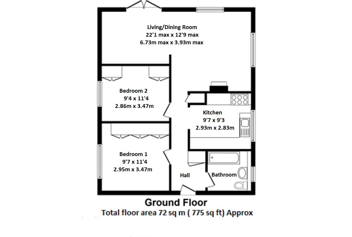 2 bedroom ground floor Sold in Sevenoaks - Floorplan 1