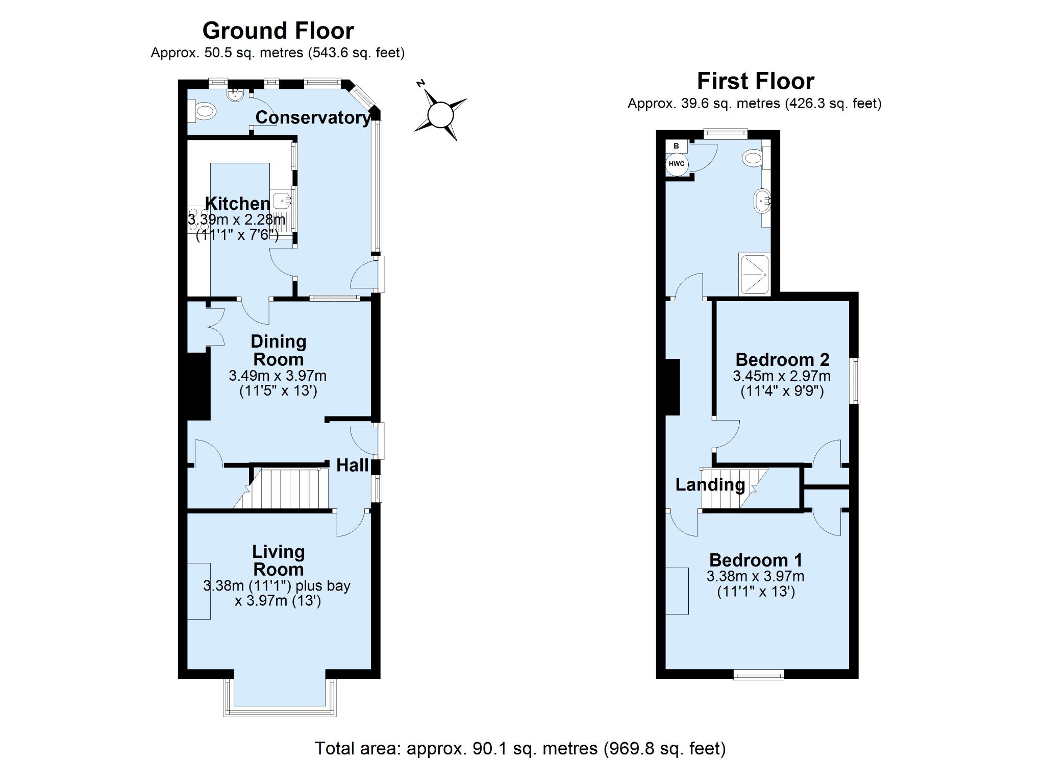 2 bedroom semi-detached house Sold in Sevenoaks - Floorplan 1