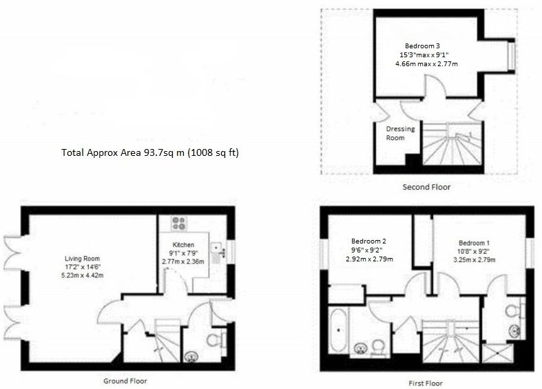 3 bedroom mid terraced house Sold in Sevenoaks - Floorplan 1