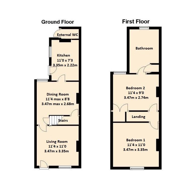 2 bedroom mid terraced house Sold in Sevenoaks - Floorplan 1