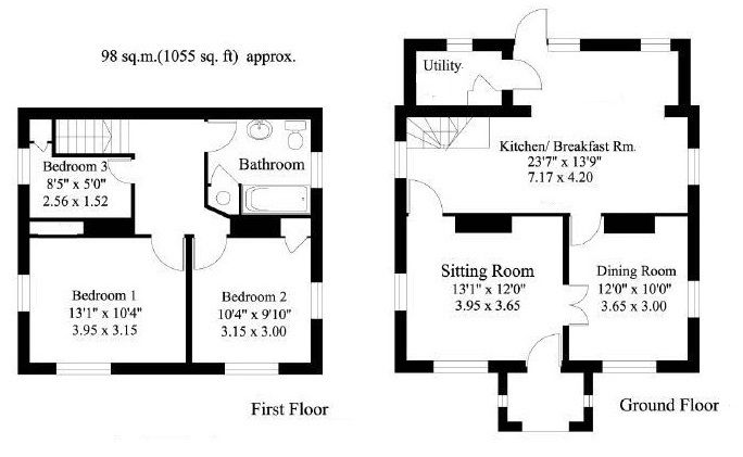 3 bedroom detached house Sold in Tonbridge - Floorplan 1