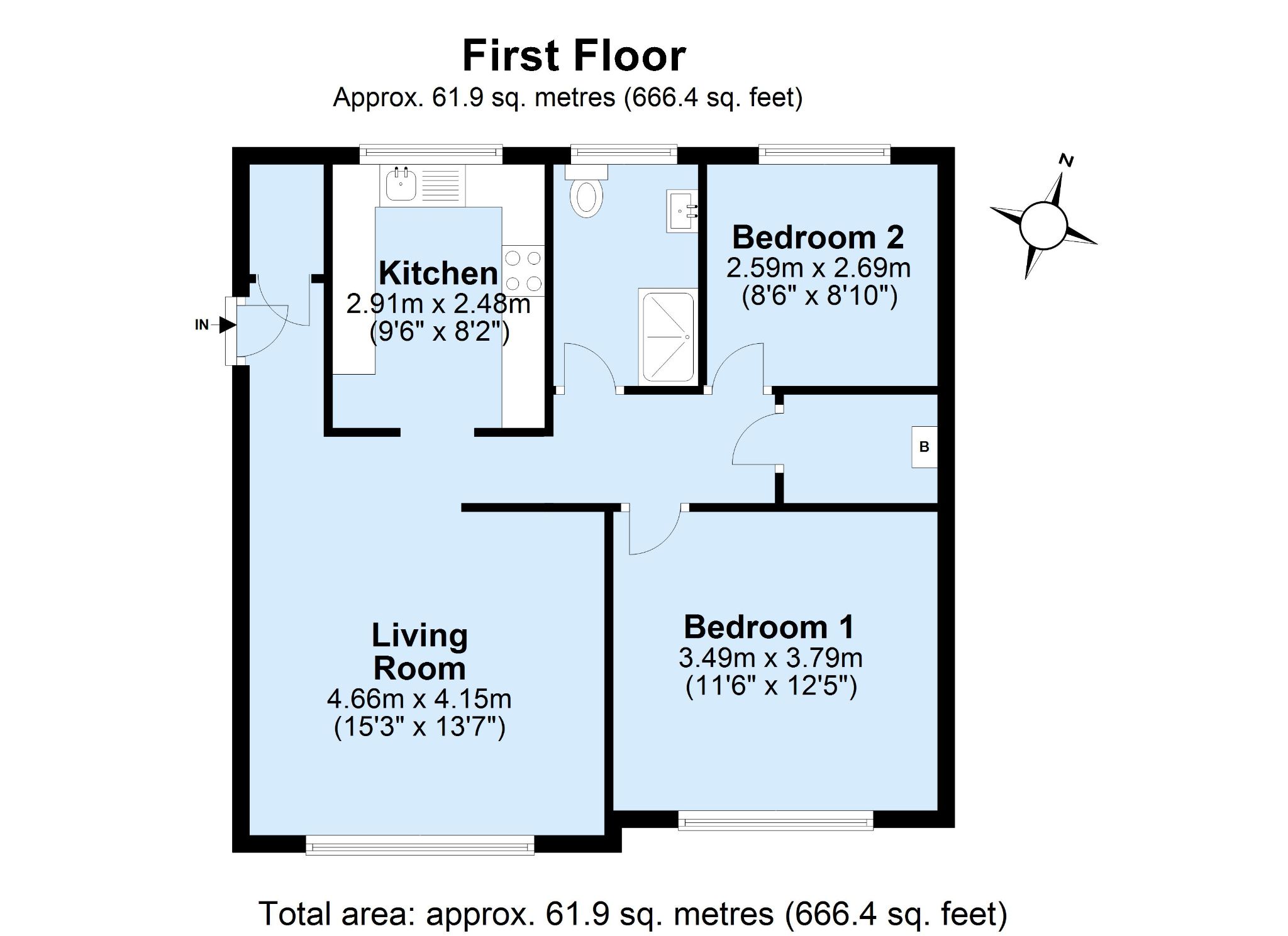 2 bedroom apartment Sold in Sevenoaks - Floorplan 1