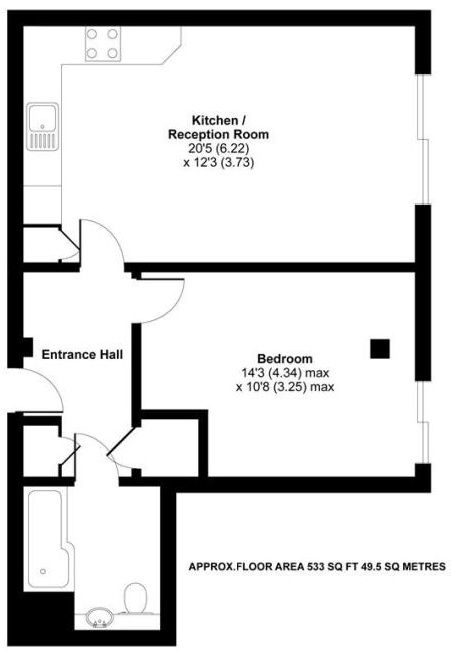 1 bedroom apartment Sold in Sevenoaks - Floorplan 1