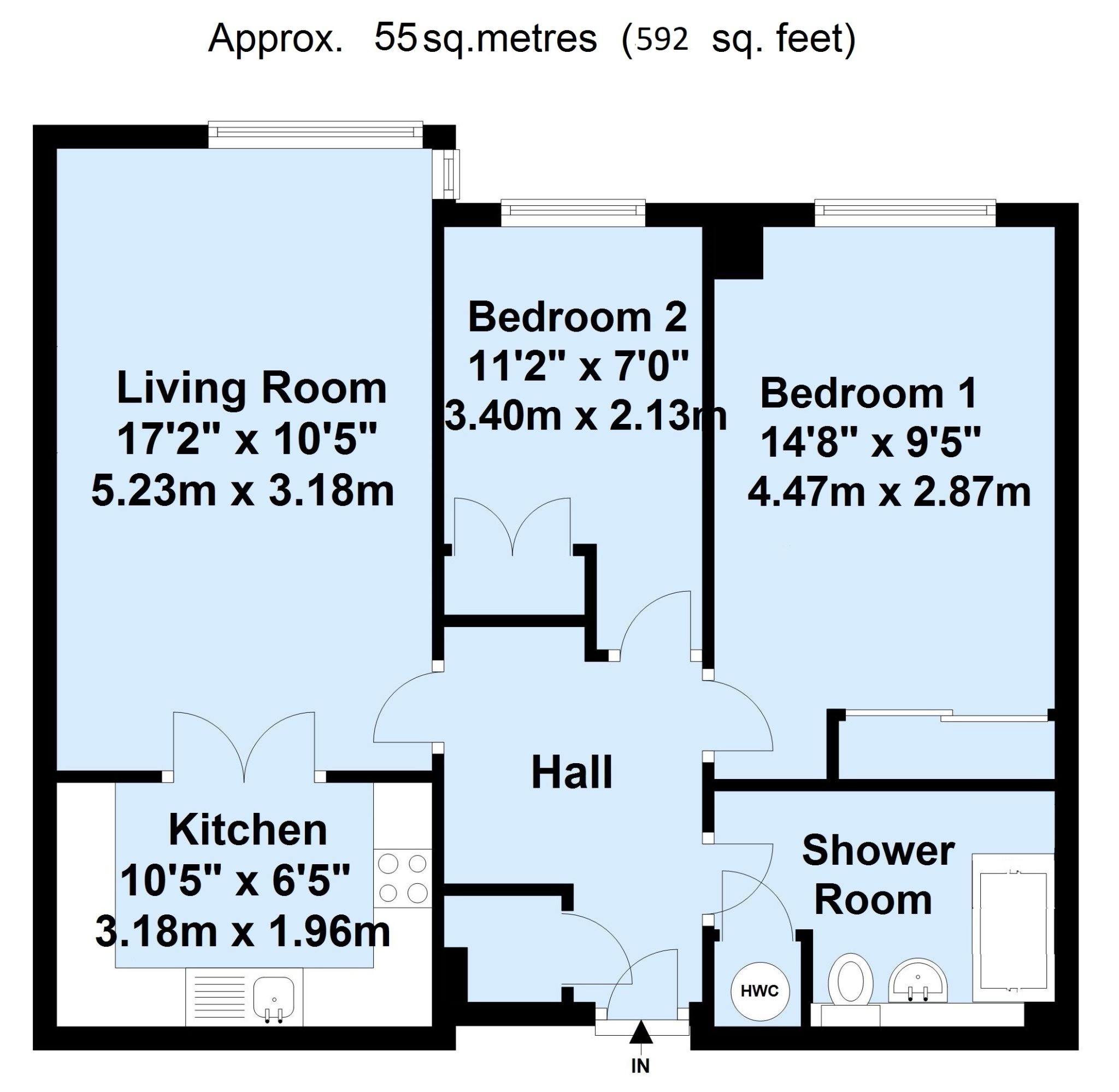 2 bedroom apartment Sold in Sevenoaks - Floorplan 1