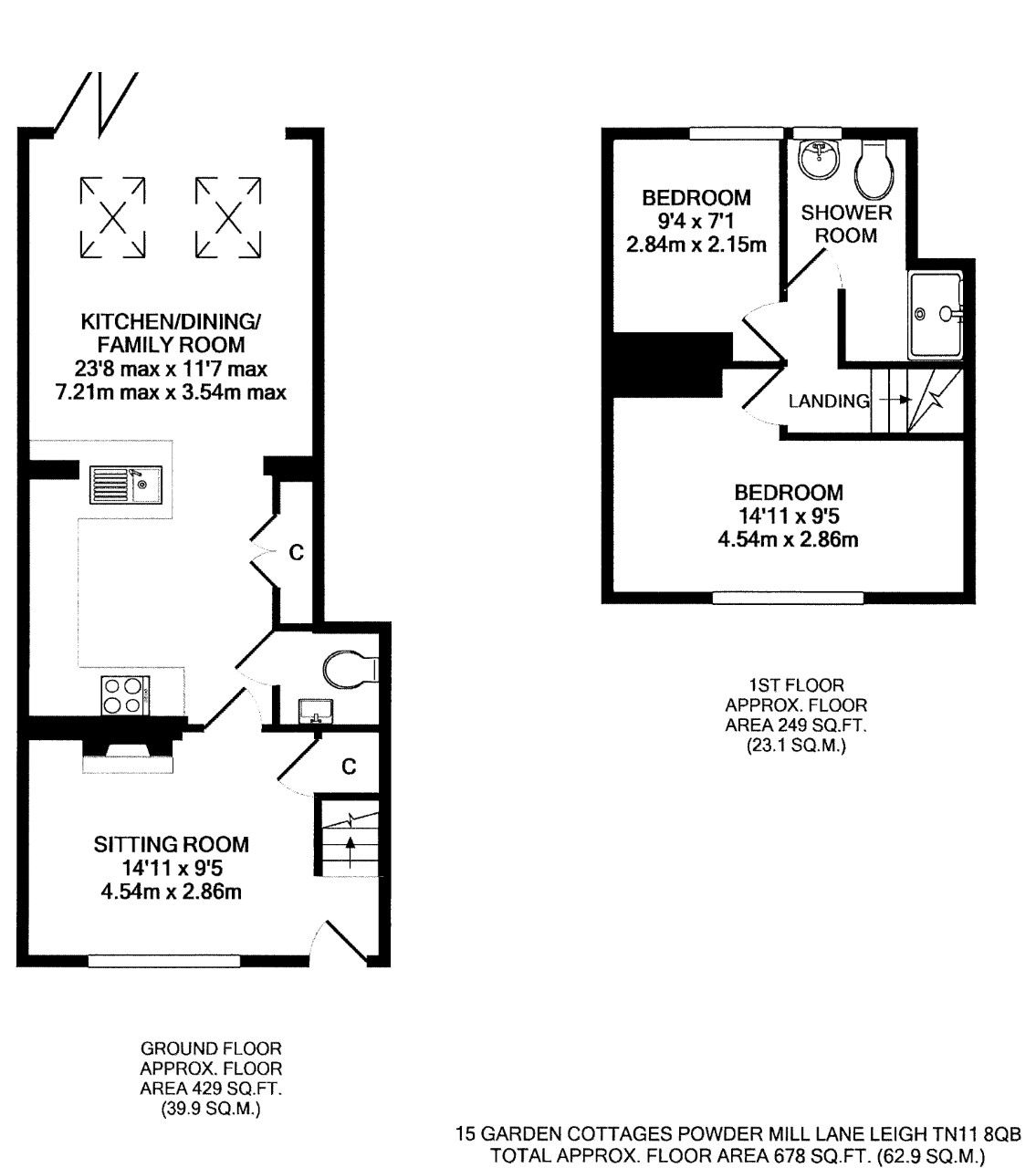 2 bedroom end terraced house Sold in Tonbridge - Floorplan 1