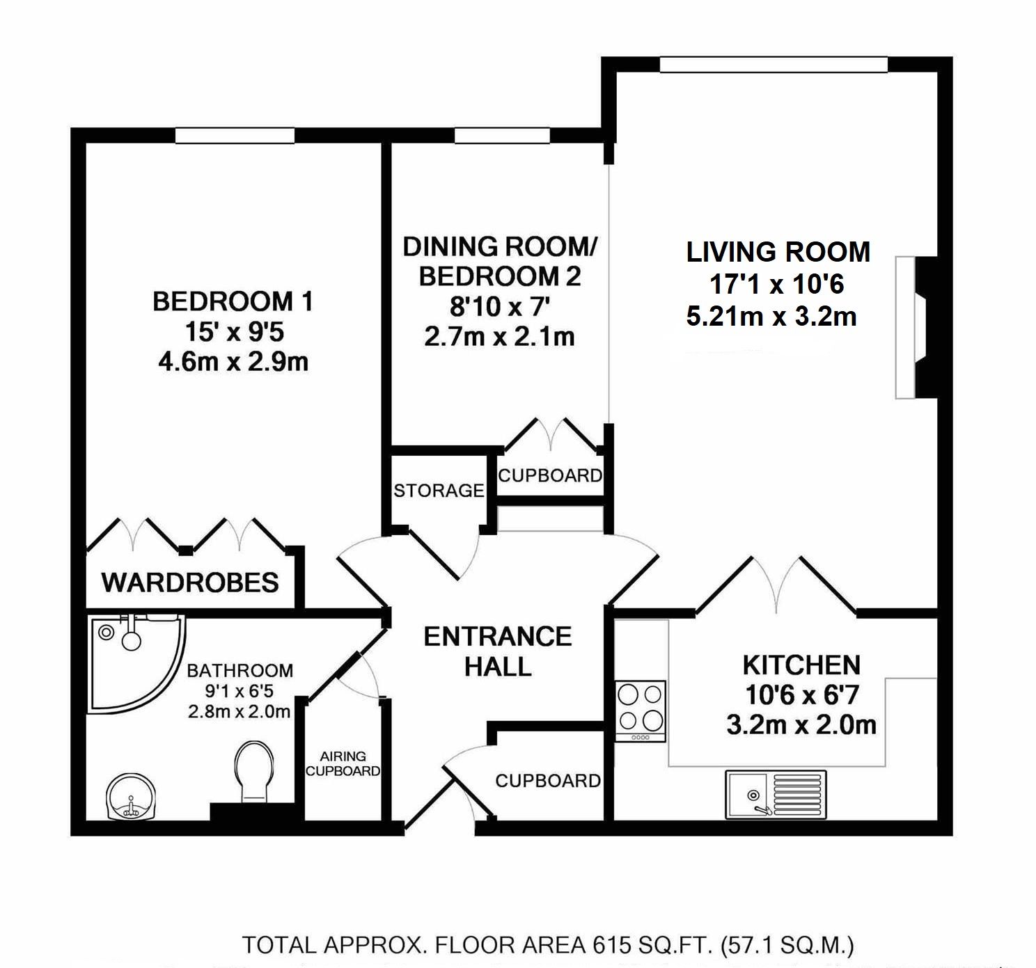 1 bedroom ground floor Sold in Sevenoaks - Floorplan 1