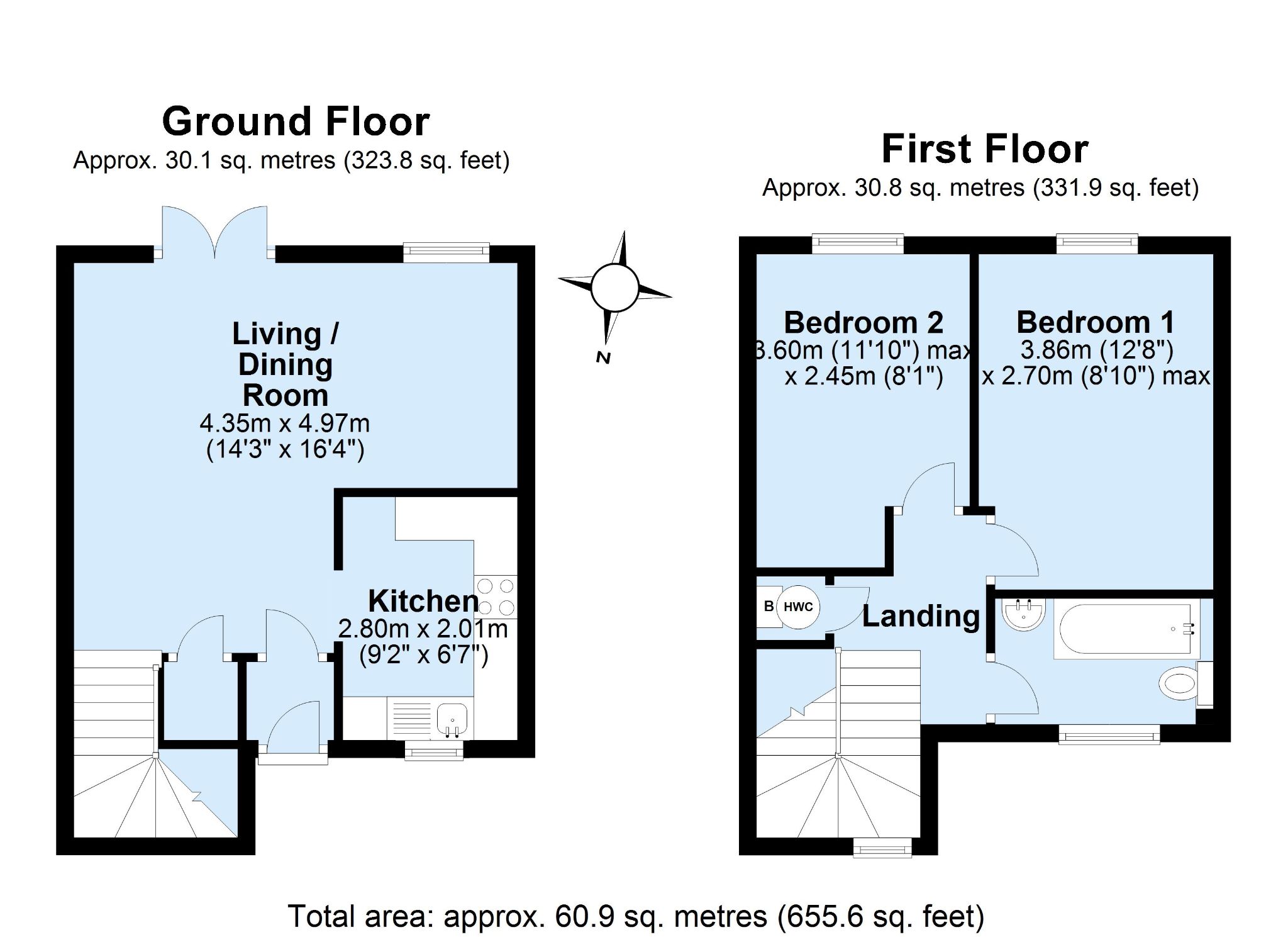 2 bedroom mid terraced house Sold in Sevenoaks - Floorplan 1