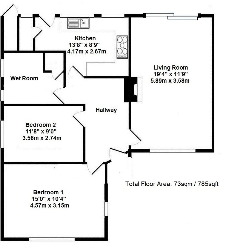 2 bedroom detached bungalow Sold in Sevenoaks - Floorplan 1