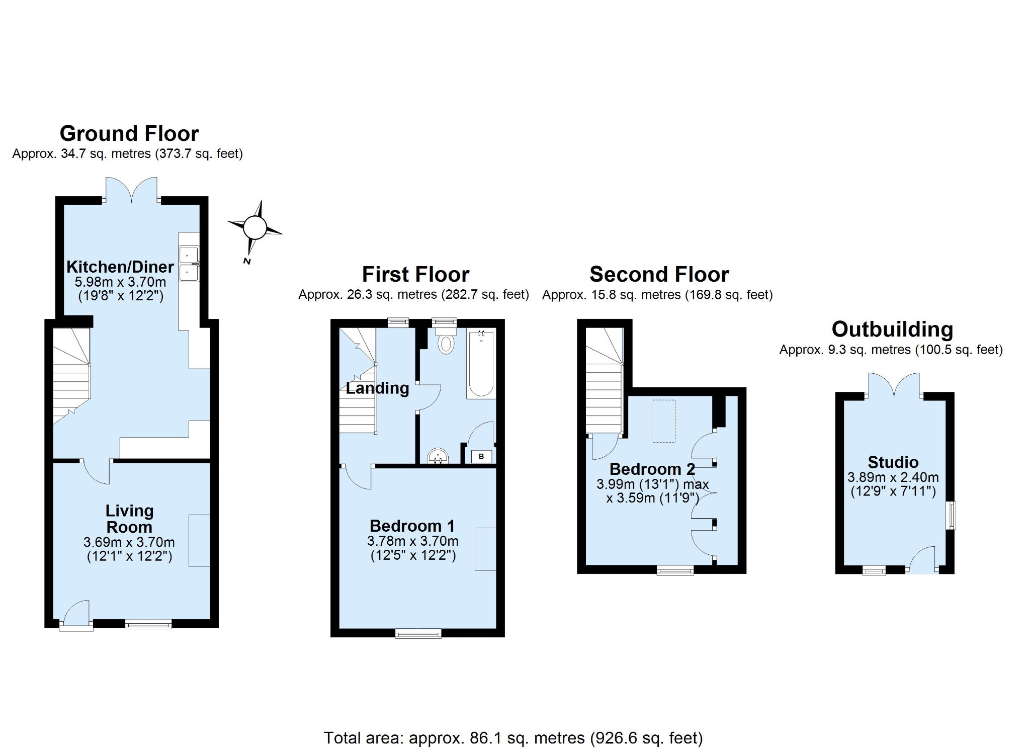 2 bedroom mid terraced house Sold in Sevenoaks - Floorplan 1