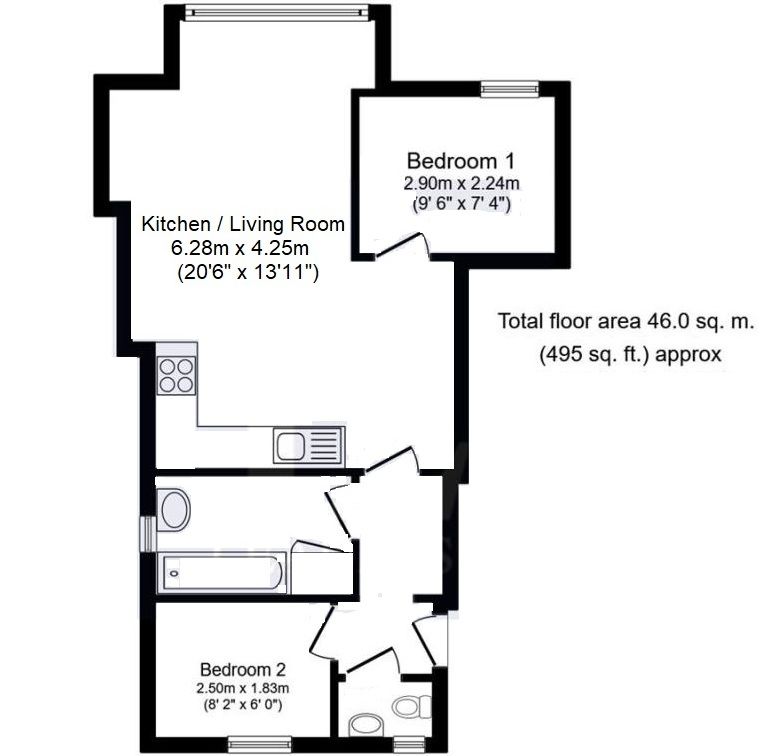 2 bedroom ground floor Sold in Sevenoaks - Floorplan 1
