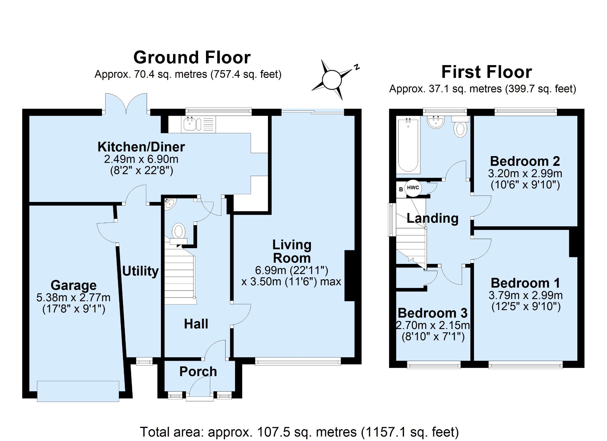 3 bedroom semi-detached house Sold in Sevenoaks - Floorplan 1