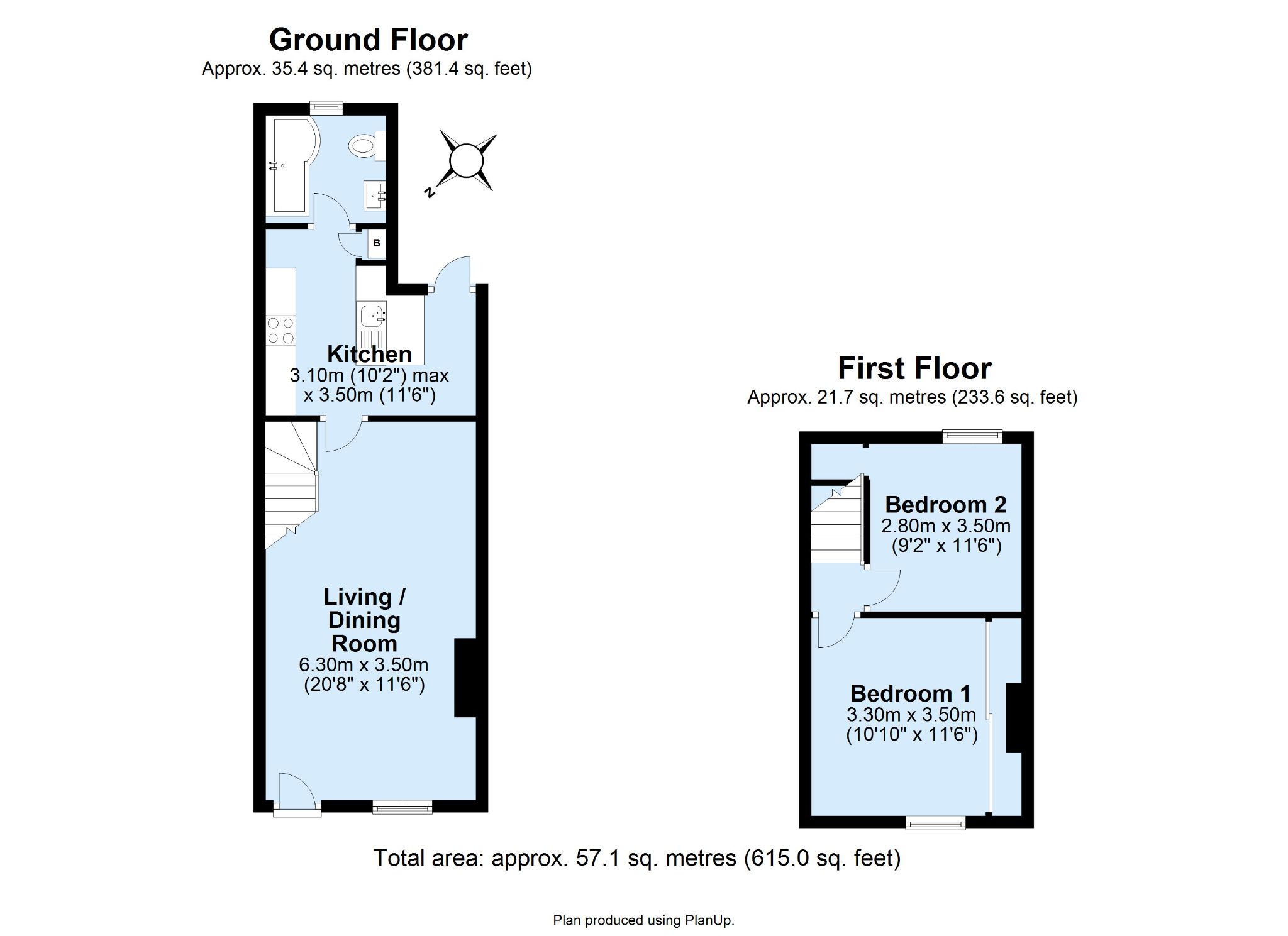 2 bedroom mid terraced house Sold in Sevenoaks - Floorplan 1