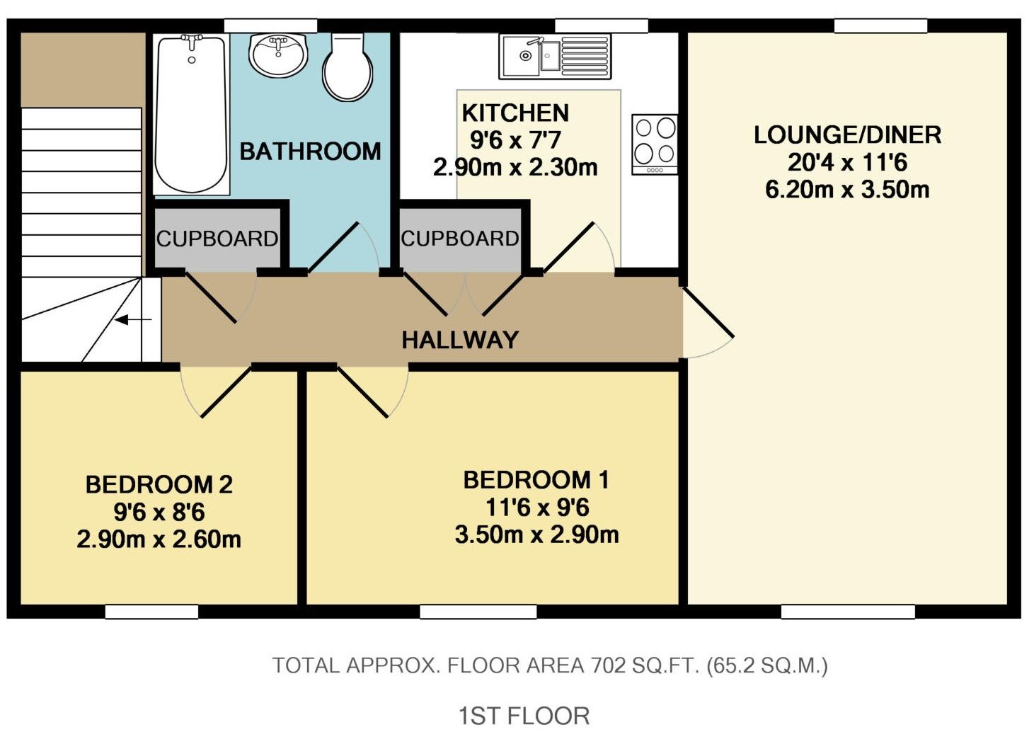 2 bedroom apartment Sold in Dunton Green - Floorplan 1