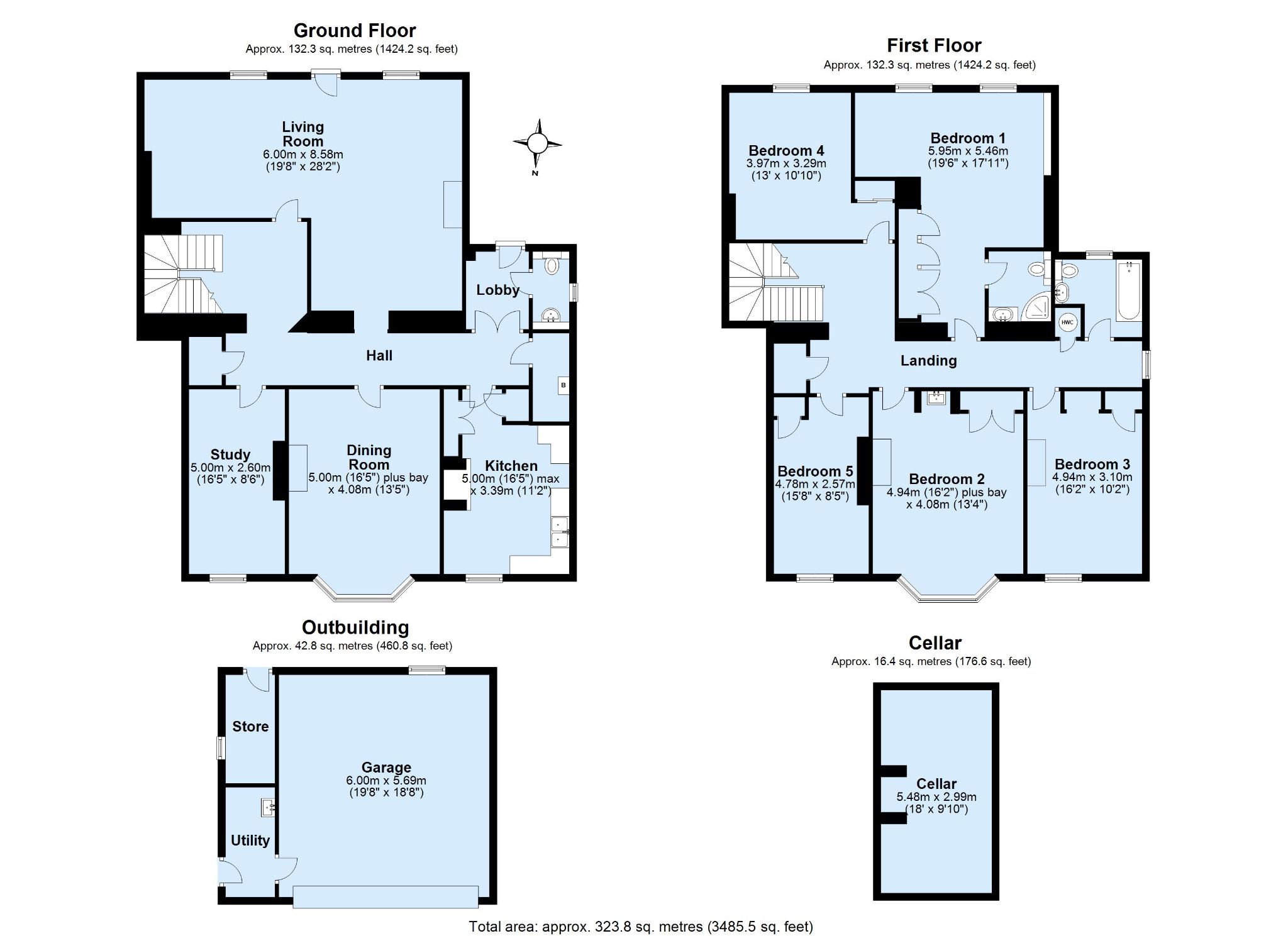 5 bedroom semi-detached house Sold in Sundridge - Floorplan 1