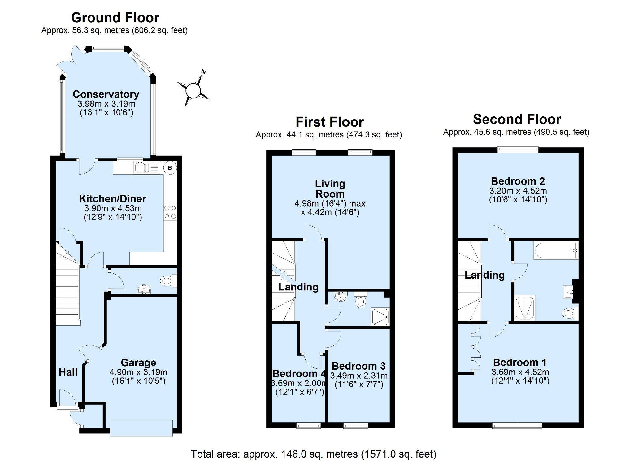 4 bedroom end terraced house Sold in Sevenoaks - Floorplan 1