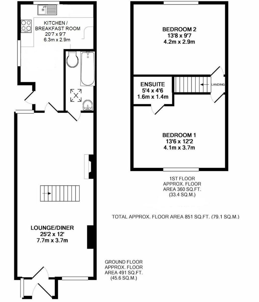 2 bedroom mid terraced house Sold in Sevenoaks - Floorplan 1
