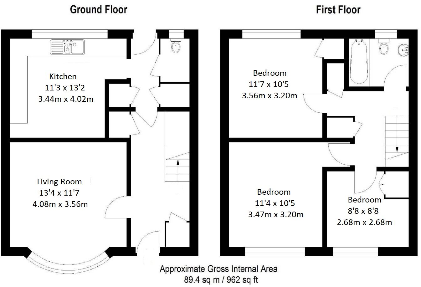 3 bedroom mid terraced house Sold in Sevenoaks - Floorplan 1