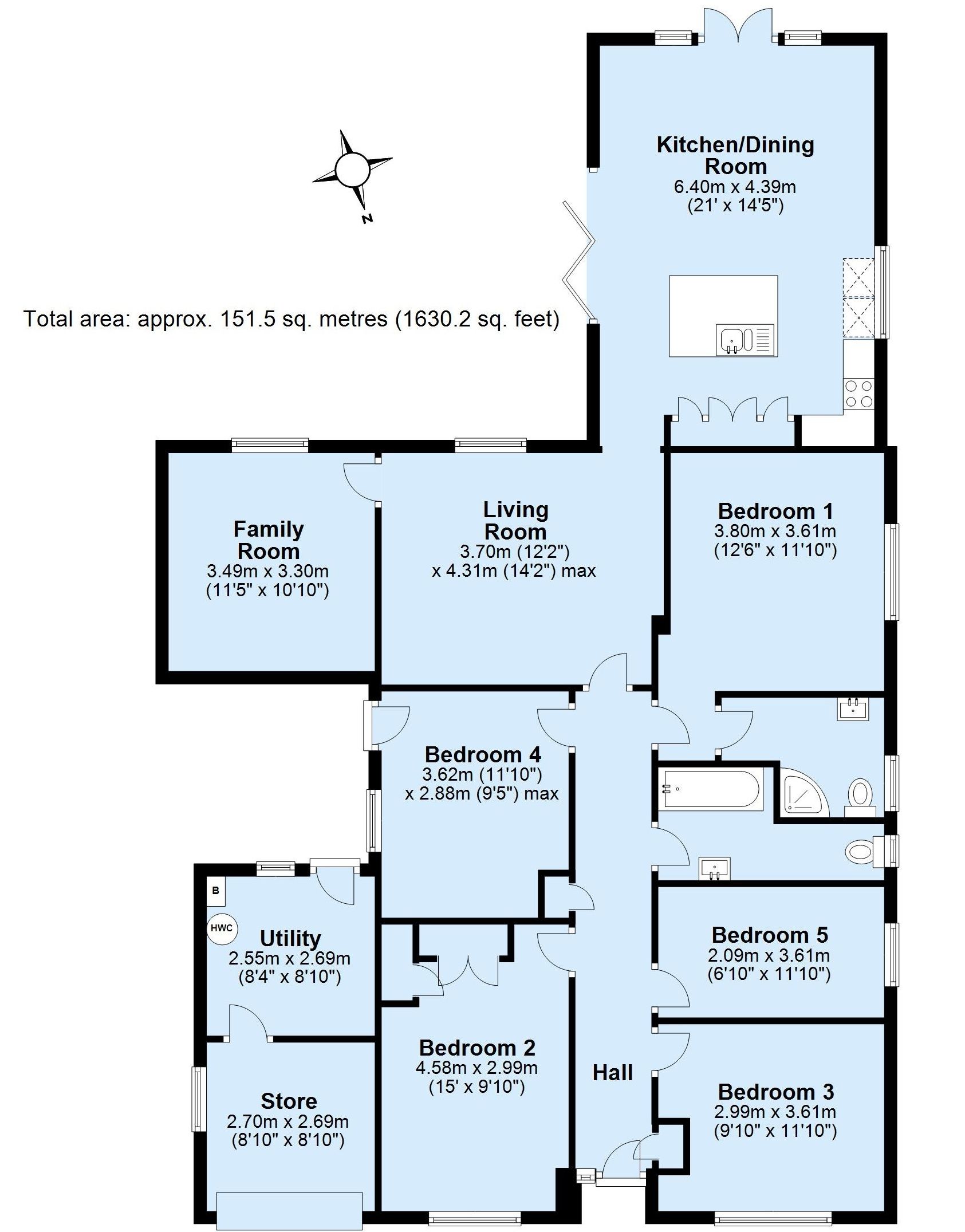 4 bedroom detached bungalow Sold in Sevenoaks - Floorplan 1