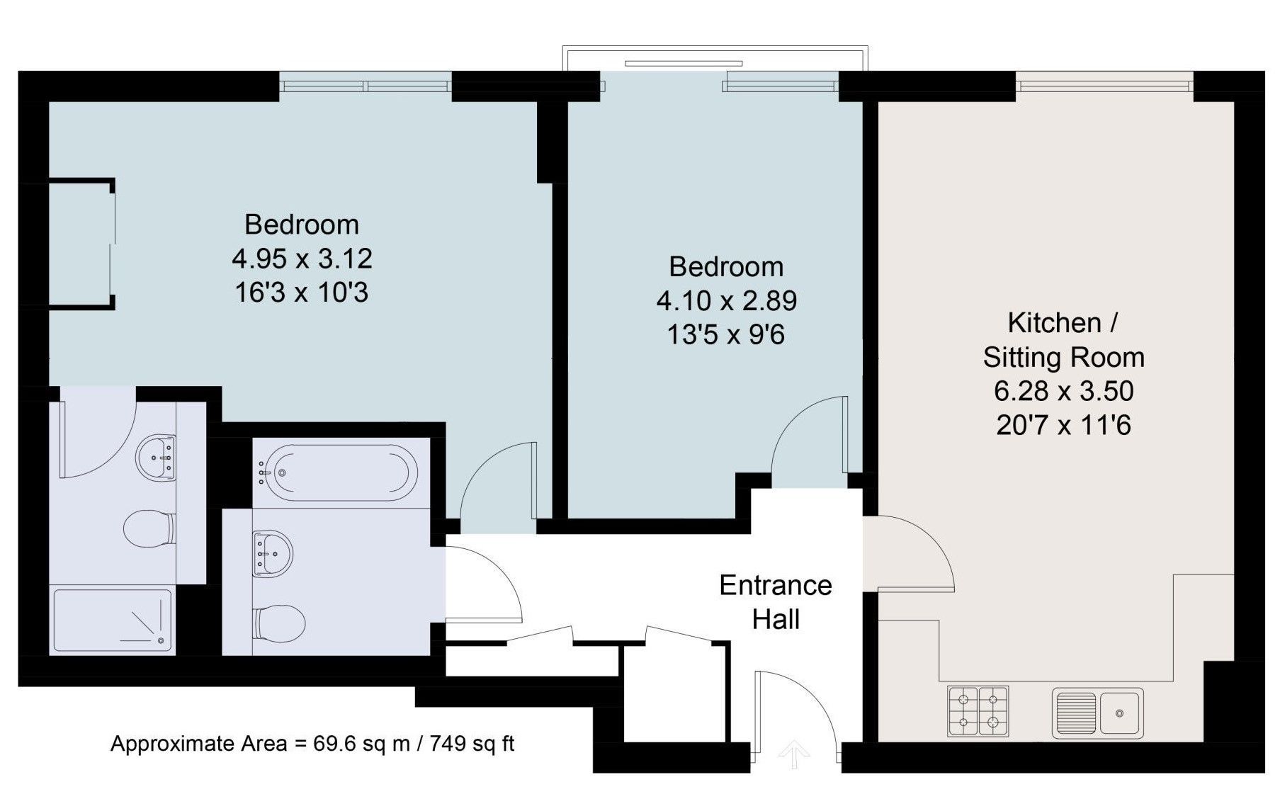 2 bedroom apartment Sold in Sevenoaks - Floorplan 1