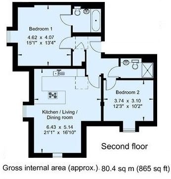 2 bedroom apartment Sold in Sevenoaks - Floorplan 1