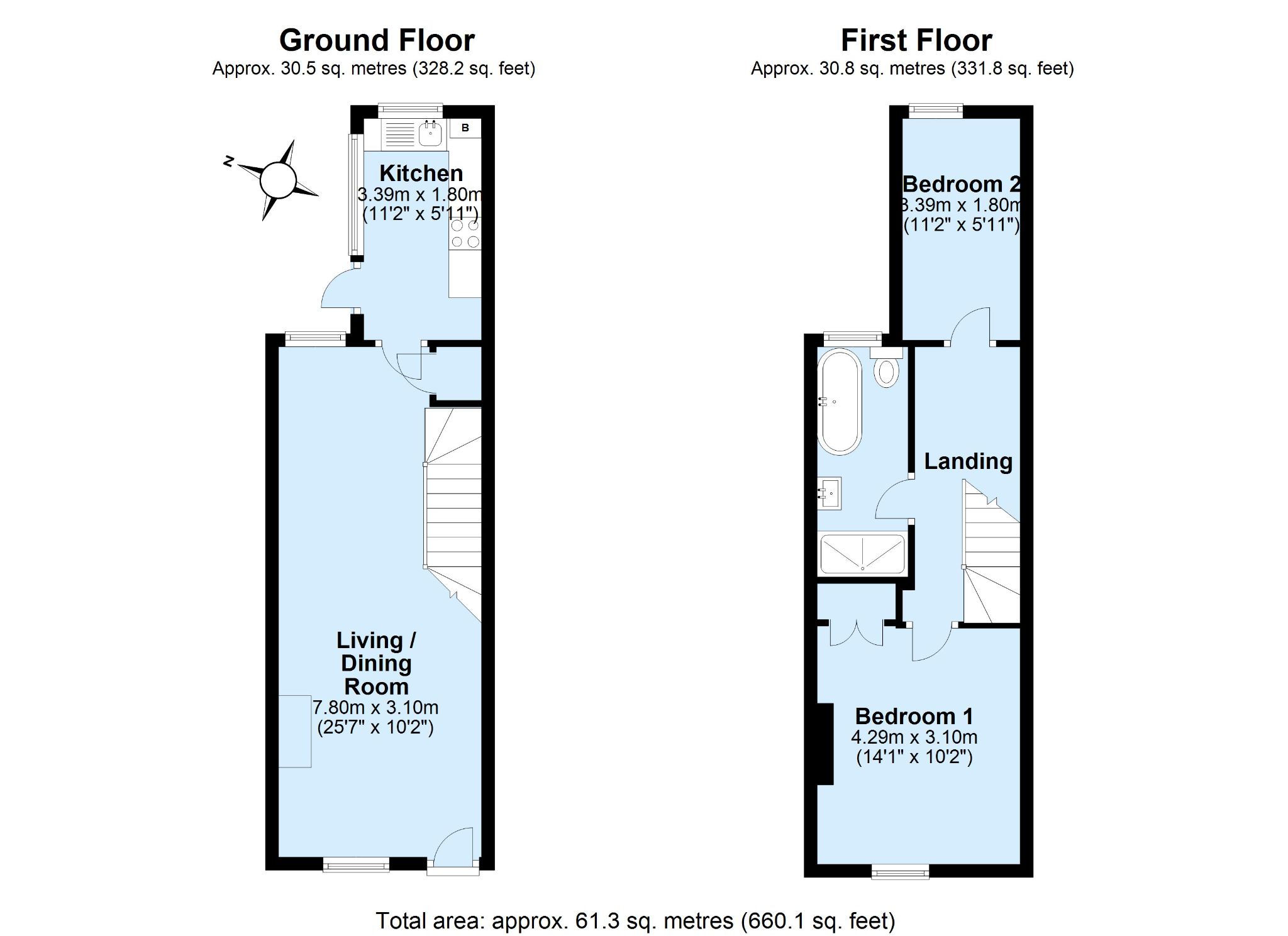 2 bedroom mid terraced house Sold in Sevenoaks - Floorplan 1