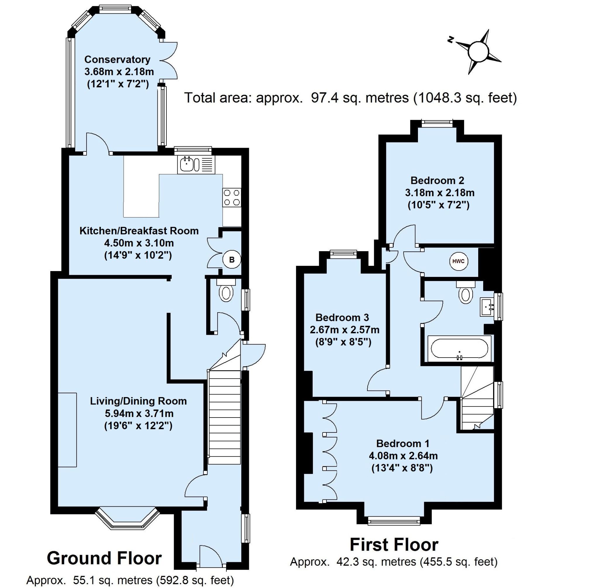3 bedroom semi-detached house Sold in Sevenoaks - Floorplan 1