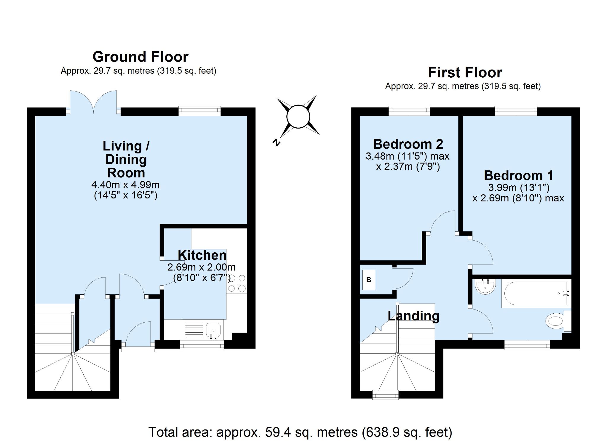 2 bedroom mid terraced house Sold in Sevenoaks - Floorplan 1