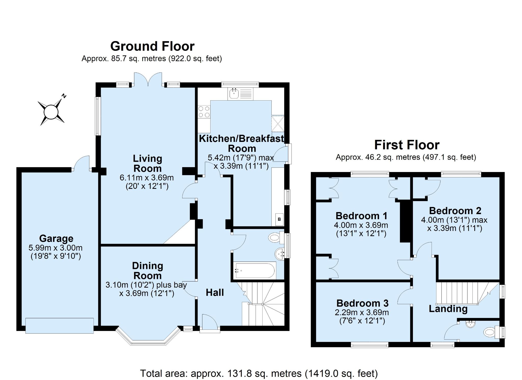 3 bedroom detached house Sold in Sevenoaks - Floorplan 1