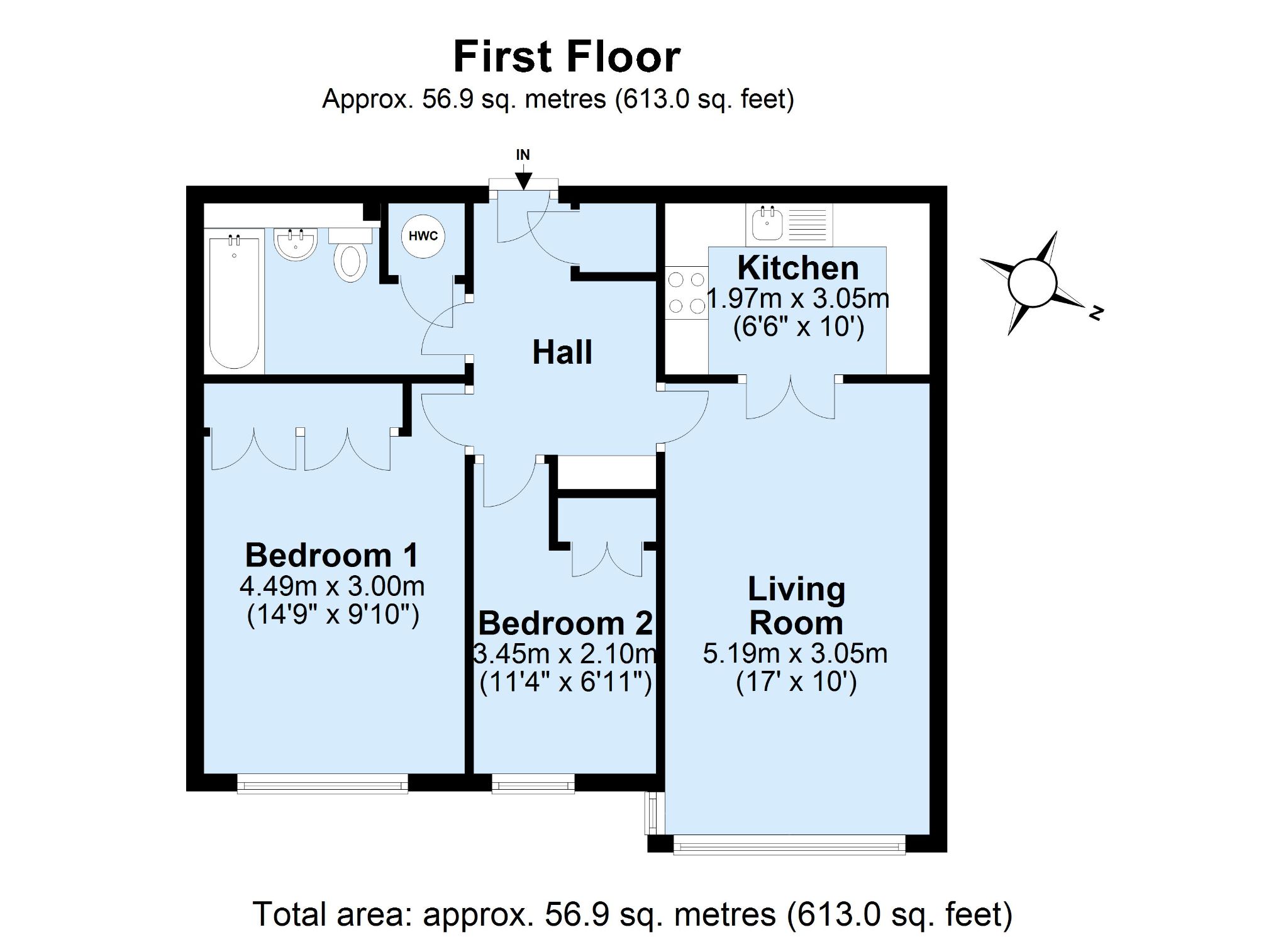 2 bedroom apartment Sold in Sevenoaks - Floorplan 1