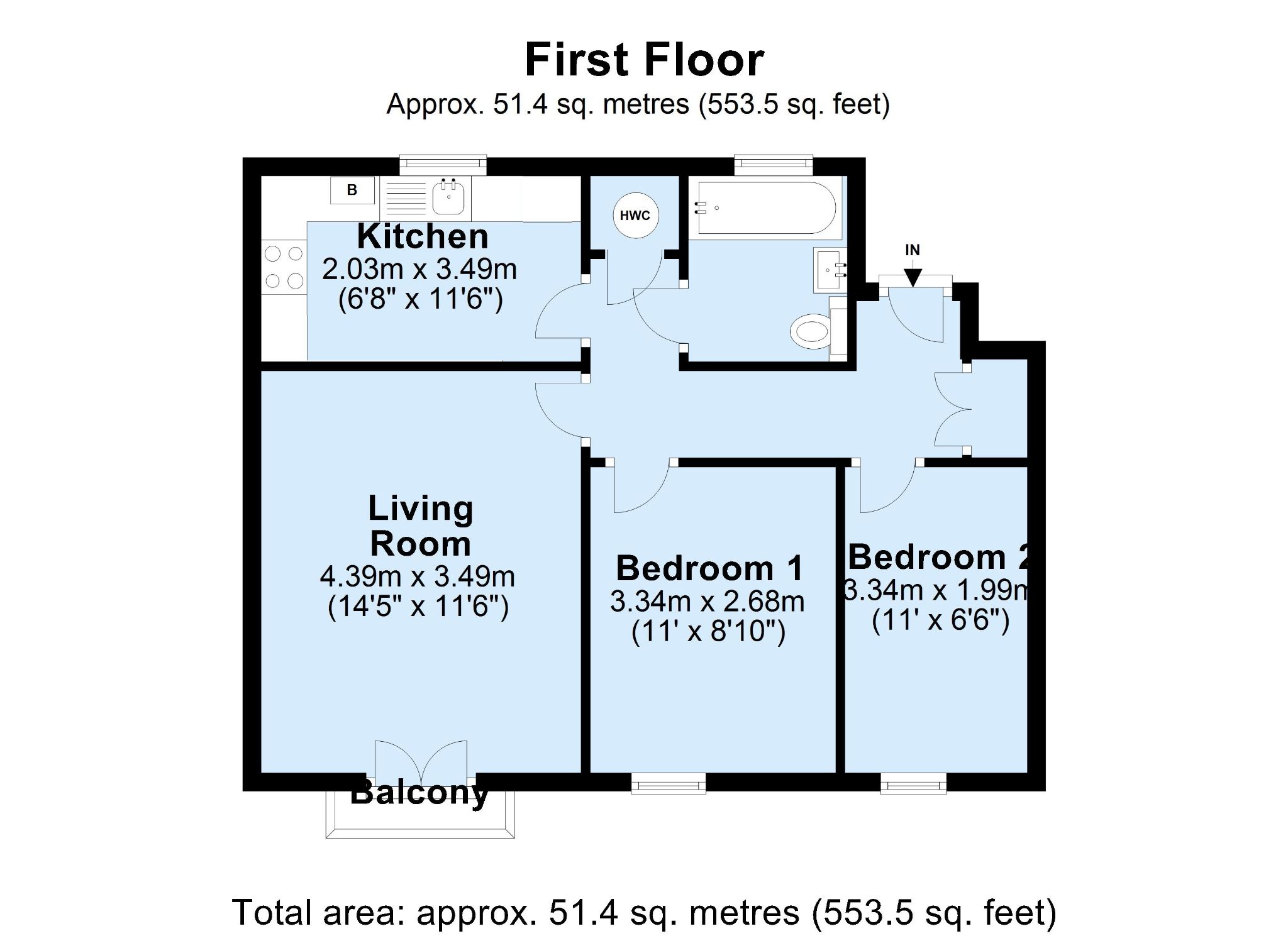 2 bedroom apartment For Sale in Sevenoaks - Floorplan 1
