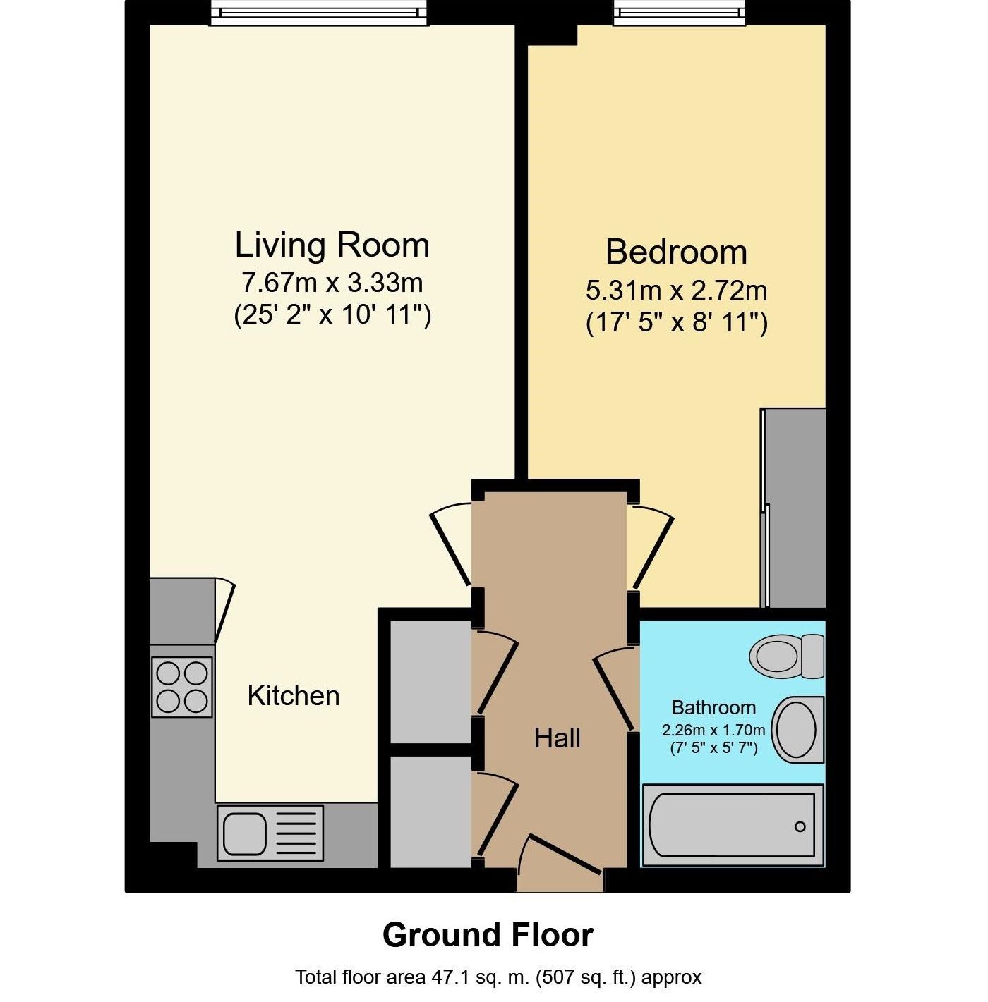 1 bedroom apartment Sold in Sevenoaks - Floorplan 1