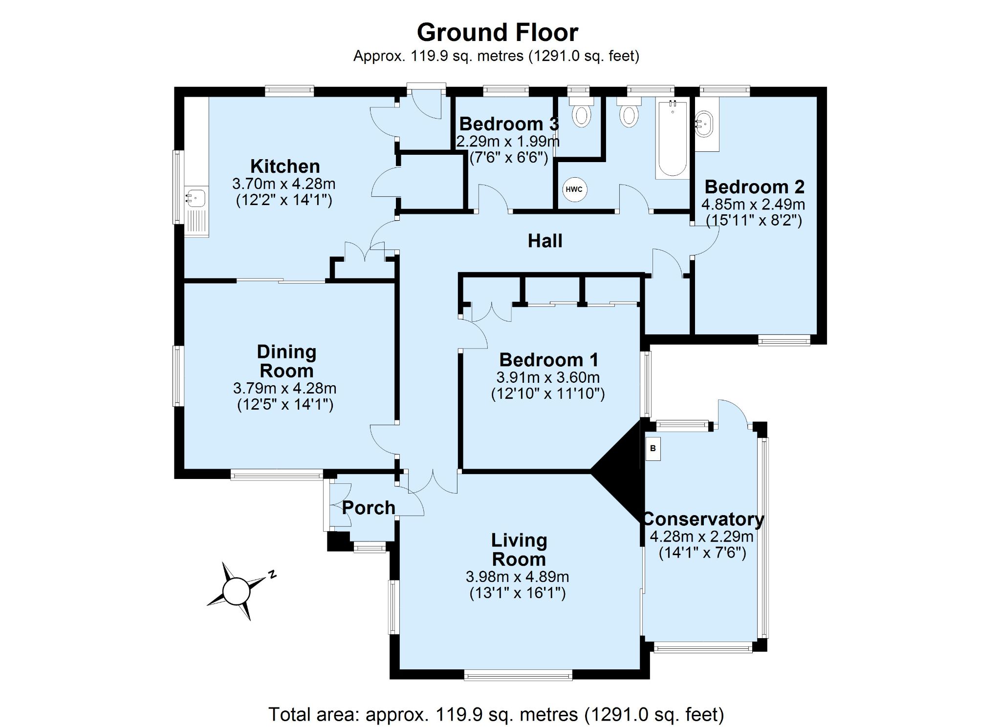 3 bedroom detached bungalow Sold in Sevenoaks - Floorplan 1