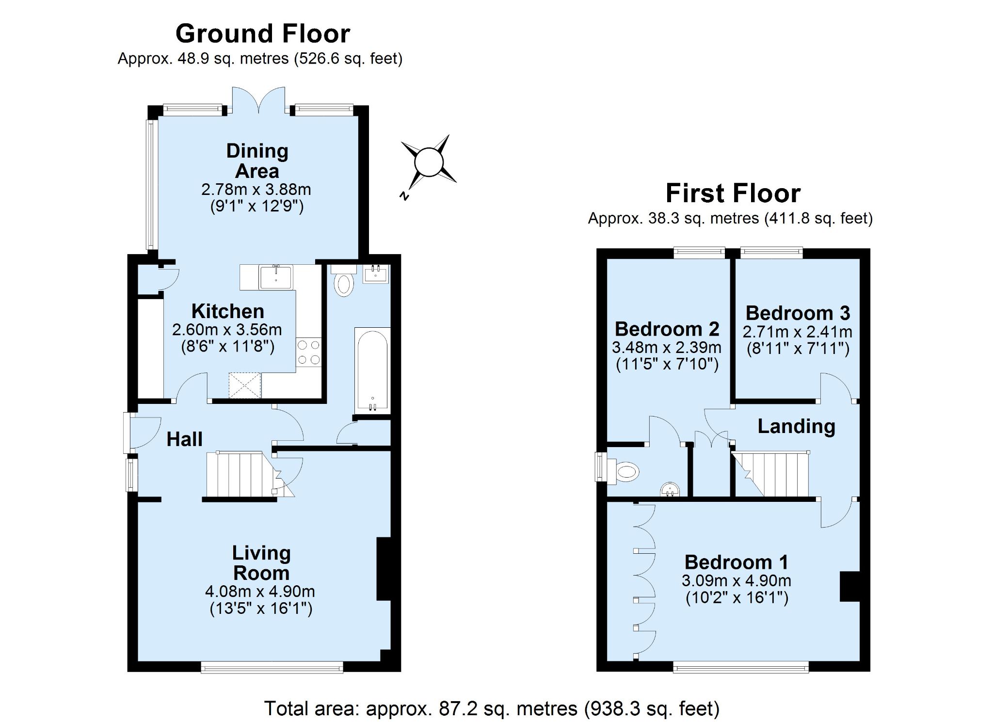 3 bedroom semi-detached house Sold in Sevenoaks - Floorplan 1