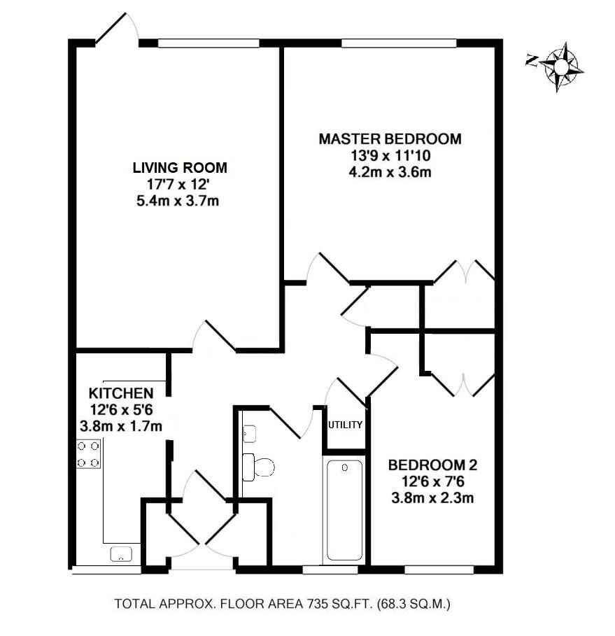 2 bedroom apartment SSTC in Sevenoaks - Floorplan 1